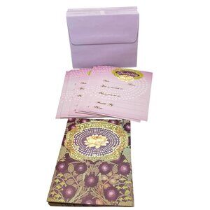 Papaya Art Lotus Purple Floral Fill-In Invitations & Envelopes Set Of 32 Retired